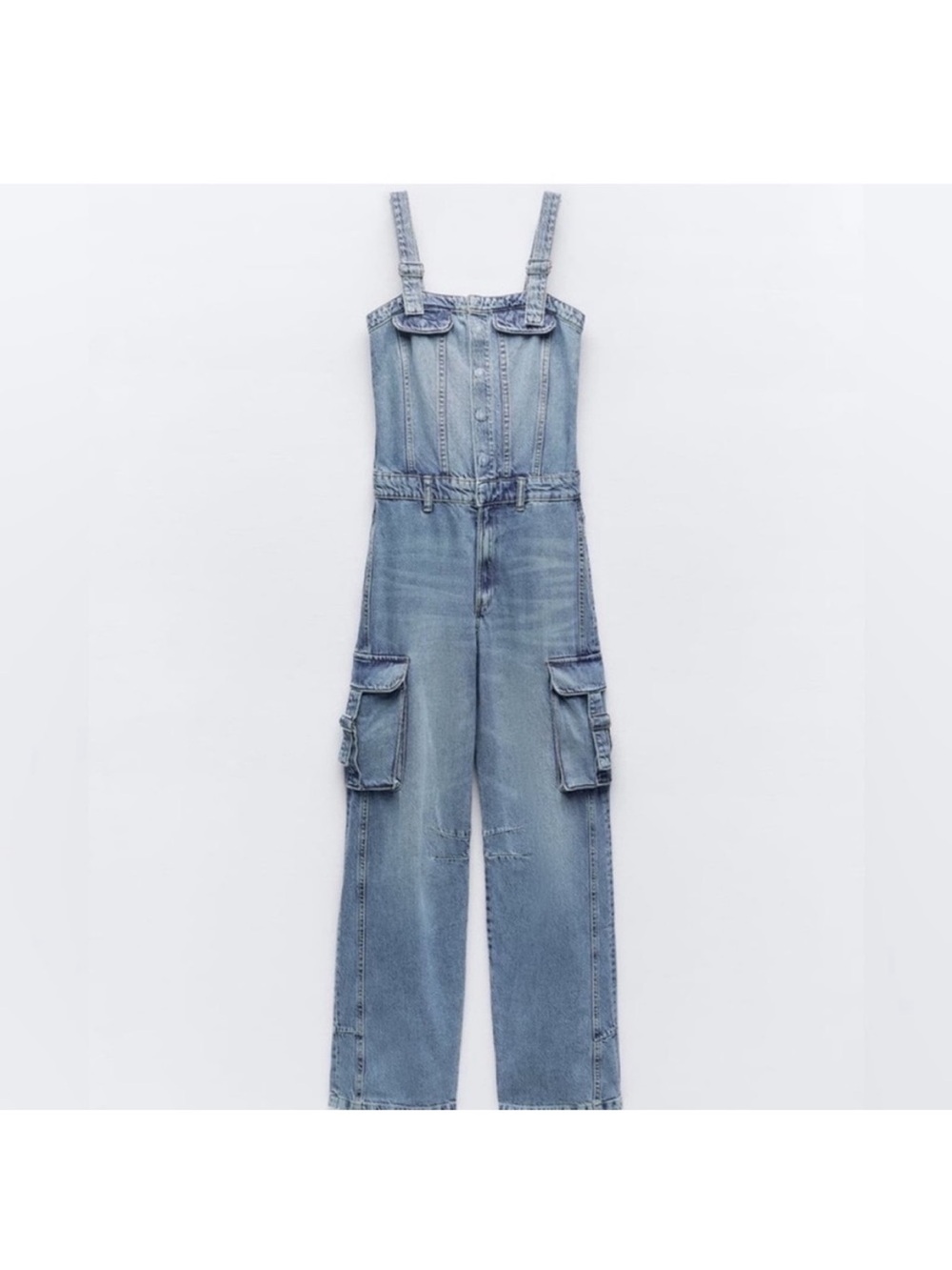 ZARA TRF DENIM CARGO JUMPSUIT